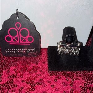 Paparazzi Silver Ring with Black Gem